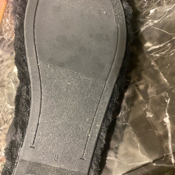 Black faux fur open toe slipper sandals - Picture 3 of 4